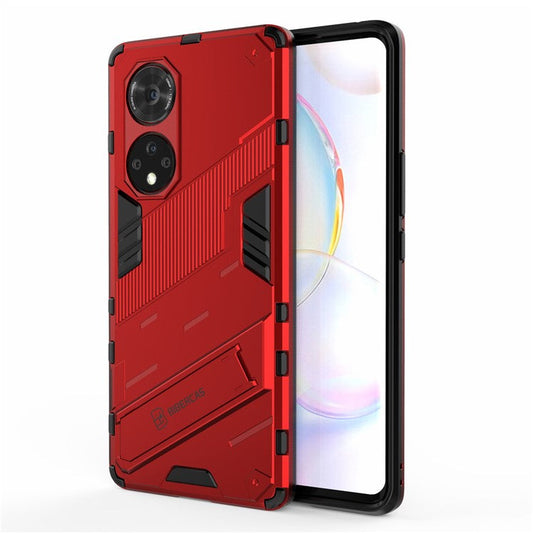 Cool Style Armor Heavy Duty Combo Hybrid PC + TPU Anti-Fall Case with Kickstand for Honor 50 Pro / Huawei nova 9 Pro - Red