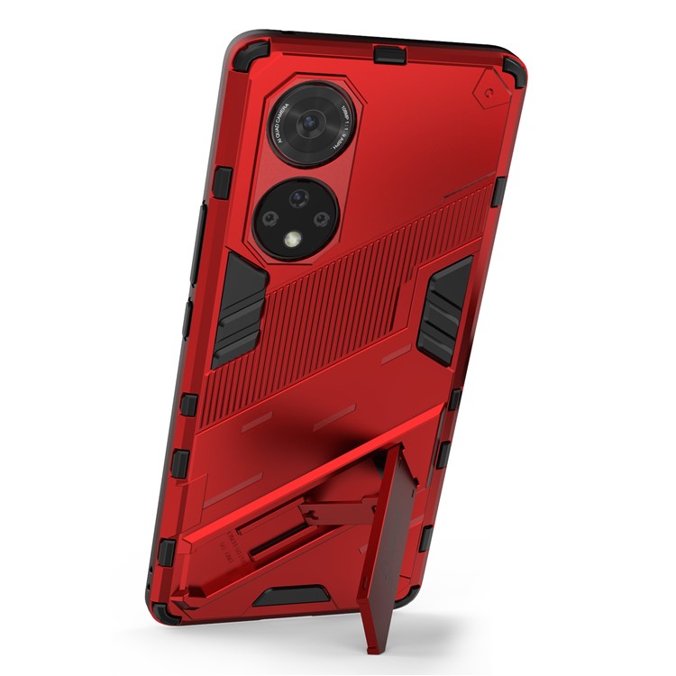 Cool Style Armor Heavy Duty Combo Hybrid PC + TPU Anti-Fall Case with Kickstand for Honor 50 Pro / Huawei nova 9 Pro - Red