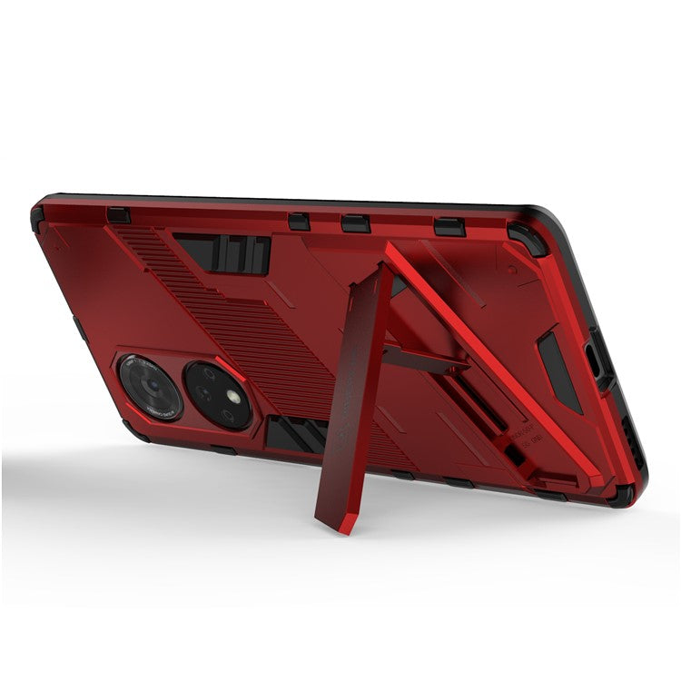 Cool Style Armor Heavy Duty Combo Hybrid PC + TPU Anti-Fall Case with Kickstand for Honor 50 Pro / Huawei nova 9 Pro - Red