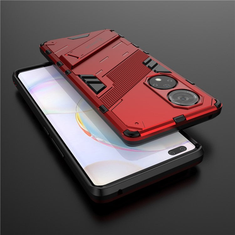 Cool Style Armor Heavy Duty Combo Hybrid PC + TPU Anti-Fall Case with Kickstand for Honor 50 Pro / Huawei nova 9 Pro - Red