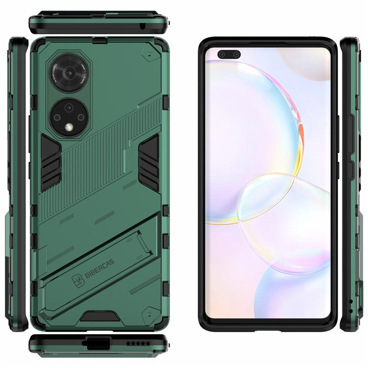 Cool Style Armor Heavy Duty Combo Hybrid PC + TPU Anti-Fall Case with Kickstand for Honor 50 Pro / Huawei nova 9 Pro - Green