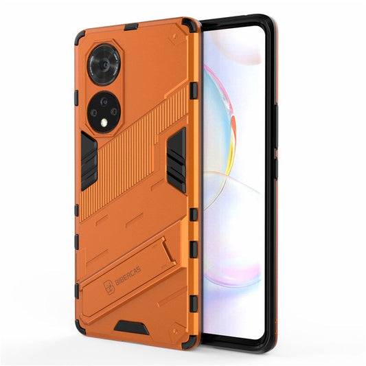 Cool Style Armor Heavy Duty Combo Hybrid PC + TPU Anti-Fall Case with Kickstand for Honor 50 Pro / Huawei nova 9 Pro - Orange