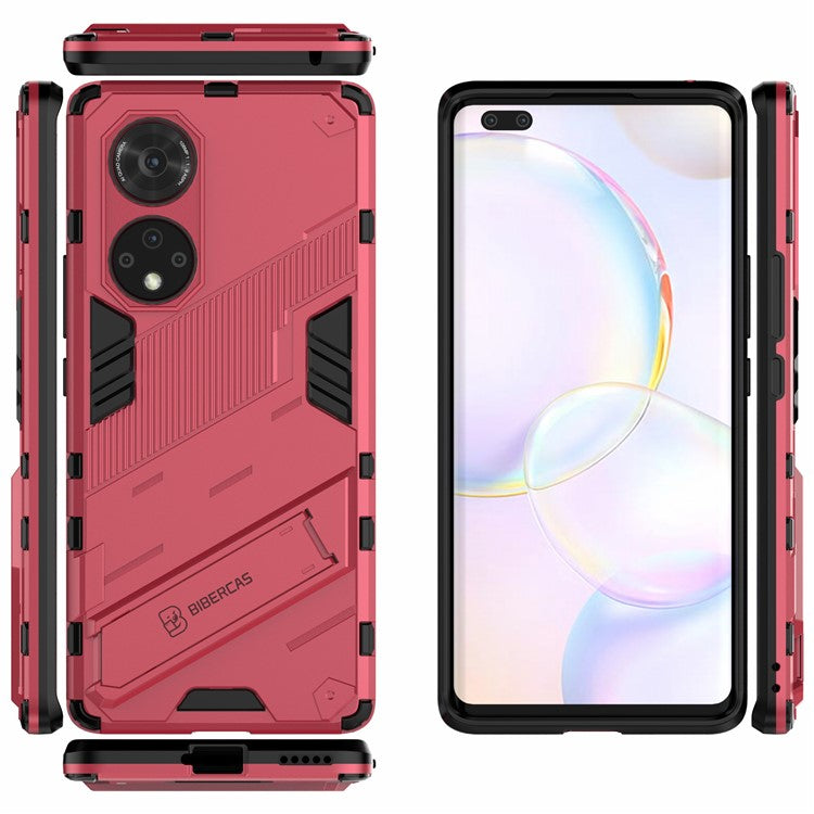 Cool Style Armor Heavy Duty Combo Hybrid PC + TPU Anti-Fall Case with Kickstand for Honor 50 Pro / Huawei nova 9 Pro - Rose