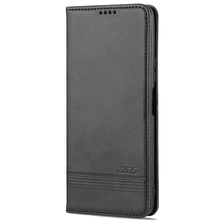 AZNS All-inclusive Protection Auto-absorbed Wallet Case Magnetic Leather Phone Stand Shell for Honor 50 SE - Black
