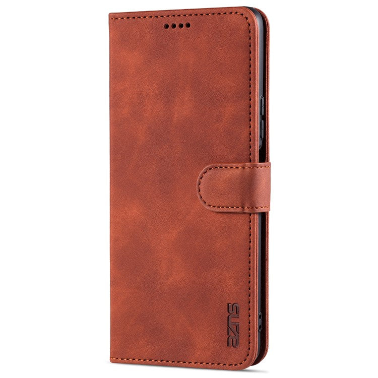 AZNS PU Leather Wallet Case Phone Stand Cover for Honor 50 SE - Brown