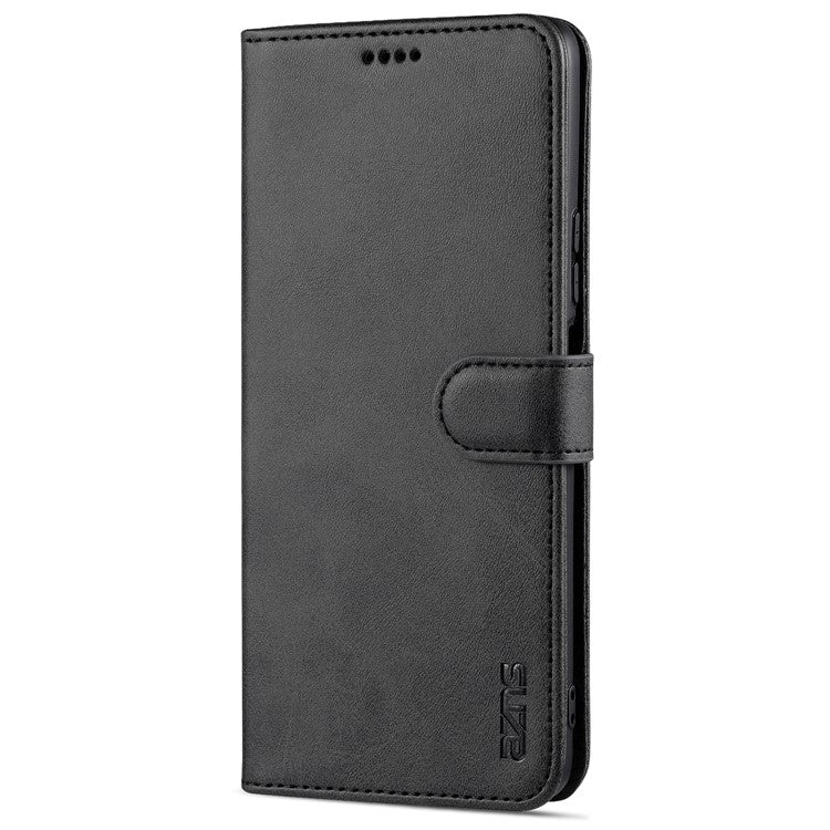 AZNS PU Leather Wallet Case Phone Stand Cover for Honor 50 SE - Black