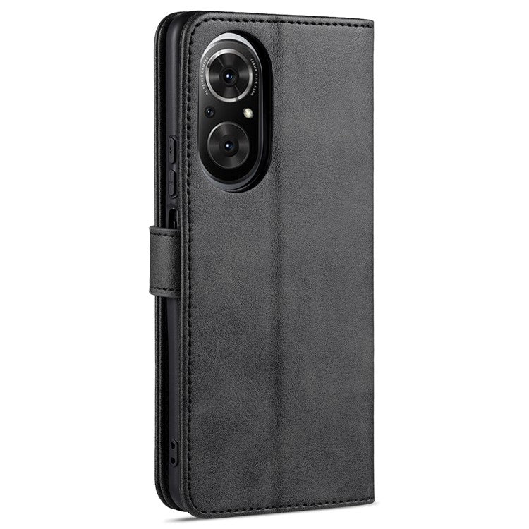 AZNS PU Leather Wallet Case Phone Stand Cover for Honor 50 SE - Black
