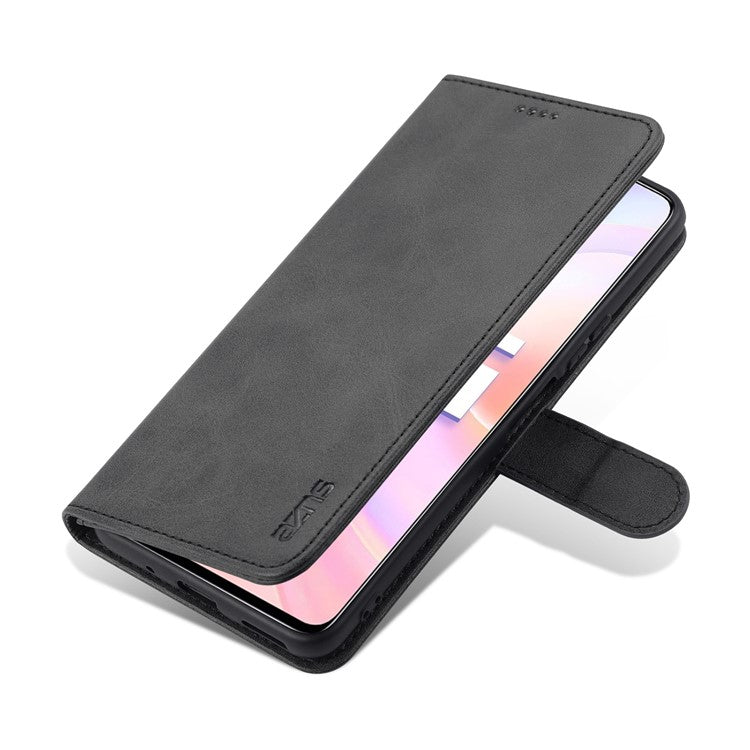 AZNS PU Leather Wallet Case Phone Stand Cover for Honor 50 SE - Black