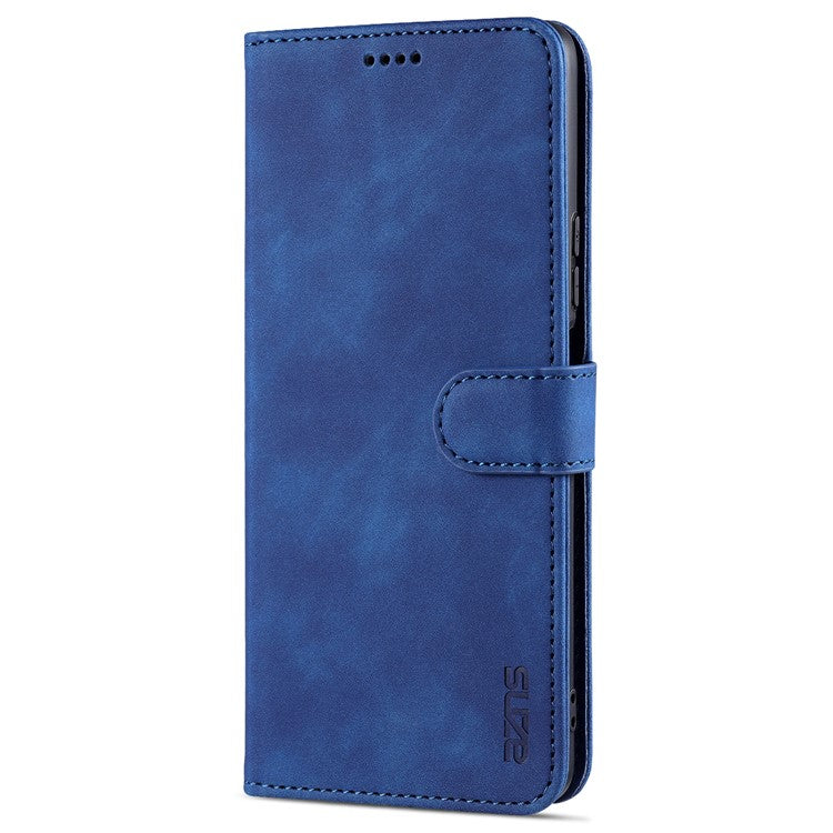 AZNS PU Leather Wallet Case Phone Stand Cover for Honor 50 SE - Blue