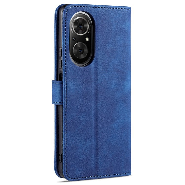 AZNS PU Leather Wallet Case Phone Stand Cover for Honor 50 SE - Blue
