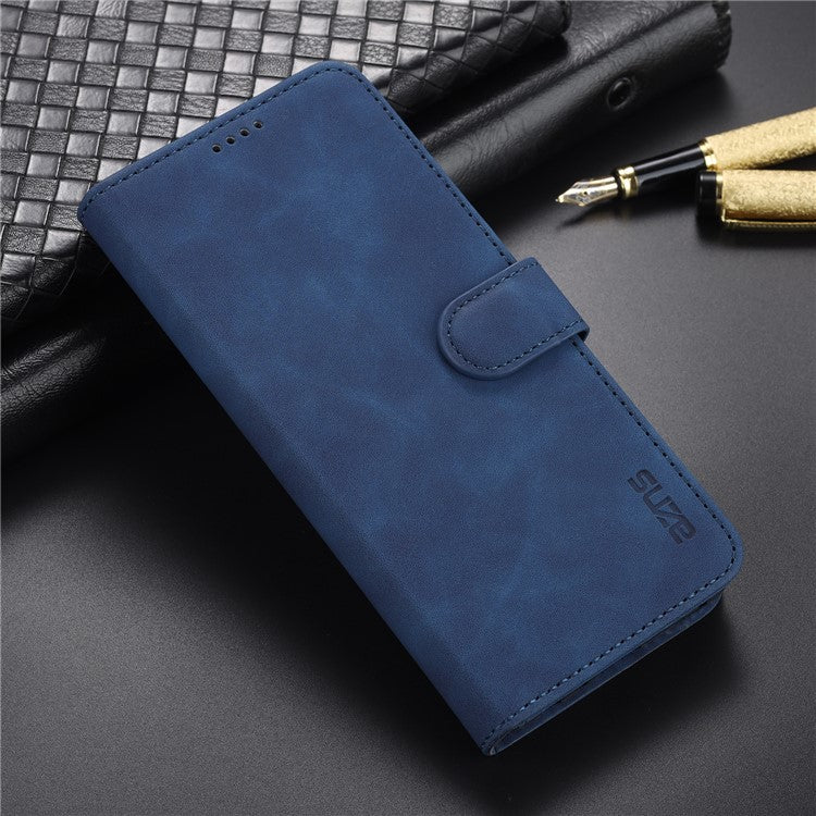 AZNS PU Leather Wallet Case Phone Stand Cover for Honor 50 SE - Blue