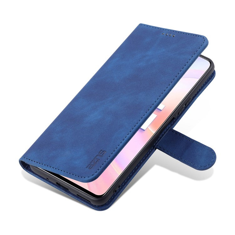 AZNS PU Leather Wallet Case Phone Stand Cover for Honor 50 SE - Blue