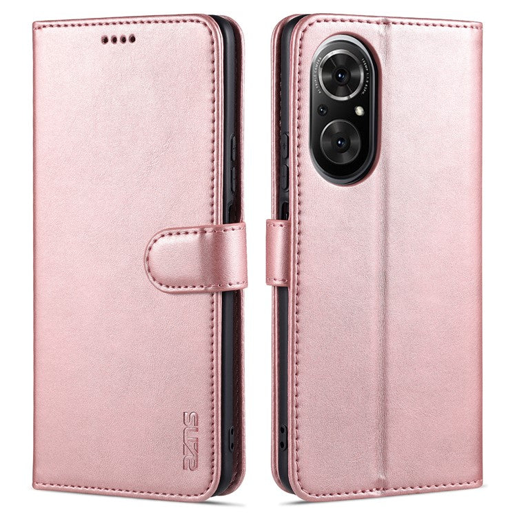 AZNS PU Leather Wallet Case Phone Stand Cover for Honor 50 SE - Rose Gold
