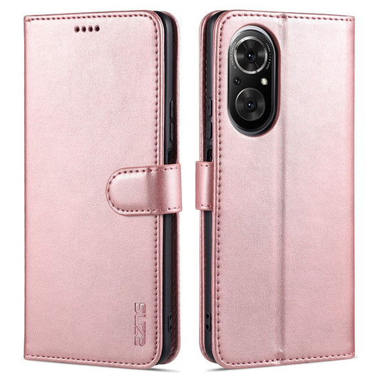 AZNS PU Leather Wallet Case Phone Stand Cover for Honor 50 SE - Rose Gold