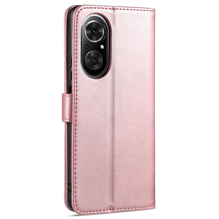 AZNS PU Leather Wallet Case Phone Stand Cover for Honor 50 SE - Rose Gold