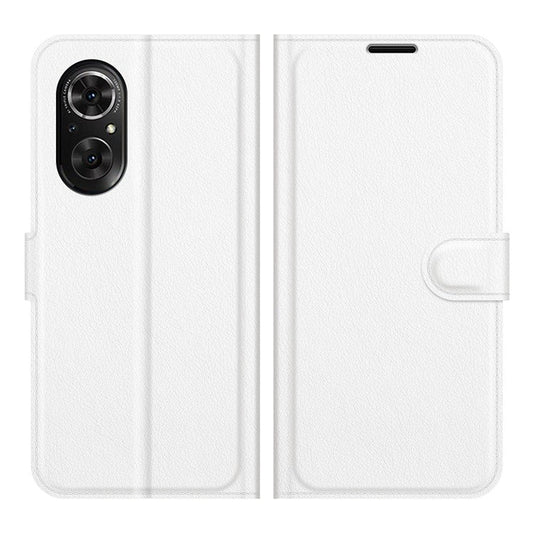 Litchi Skin Full Protective Leather Wallet Case Mobile Phone Stand Cover Huawei nova 9 SE/Honor 50 SE - White