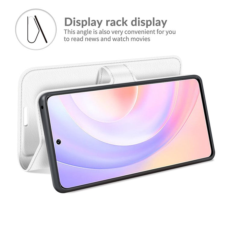 Litchi Skin Full Protective Leather Wallet Case Mobile Phone Stand Cover Huawei nova 9 SE/Honor 50 SE - White