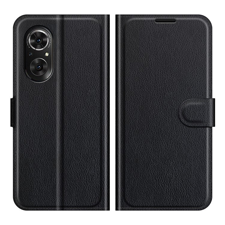 Litchi Skin Full Protective Leather Wallet Case Mobile Phone Stand Cover Huawei nova 9 SE/Honor 50 SE - Black