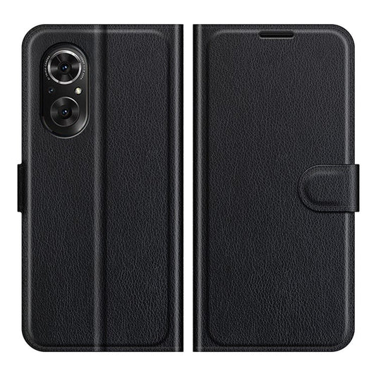 Litchi Skin Full Protective Leather Wallet Case Mobile Phone Stand Cover Huawei nova 9 SE/Honor 50 SE - Black
