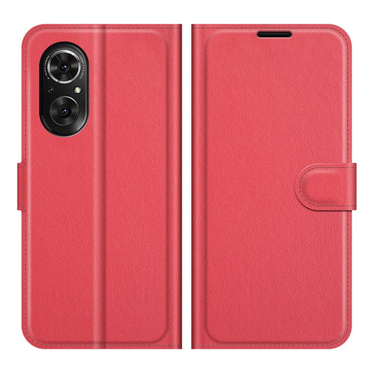 Litchi Skin Full Protective Leather Wallet Case Mobile Phone Stand Cover Huawei nova 9 SE/Honor 50 SE - Red