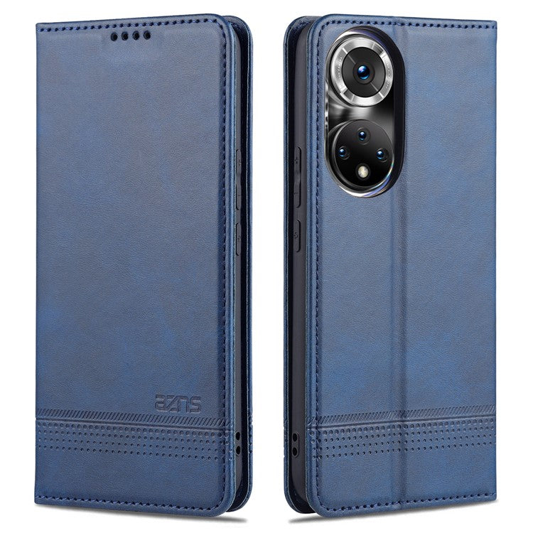 AZNS Auto-absorbed Magnetic Stand Flip Book Cover Shockproof Protection Case for Honor 50 Pro / Huawei nova 9 Pro - Blue