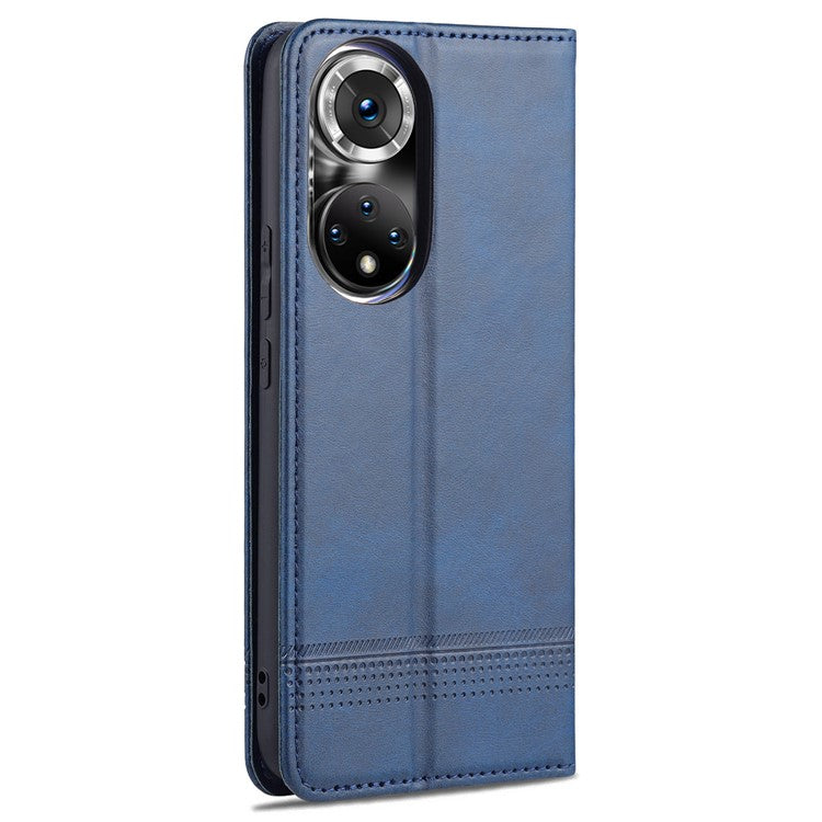 AZNS Auto-absorbed Magnetic Stand Flip Book Cover Shockproof Protection Case for Honor 50 Pro / Huawei nova 9 Pro - Blue