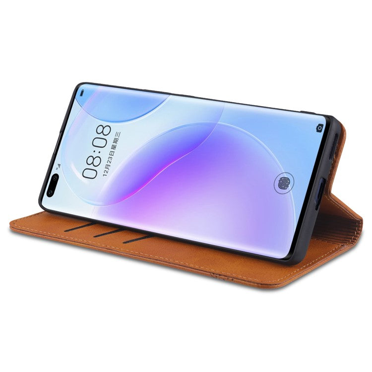 AZNS Auto-absorbed Magnetic Stand Flip Book Cover Shockproof Protection Case for Honor 50 Pro / Huawei nova 9 Pro - Blue