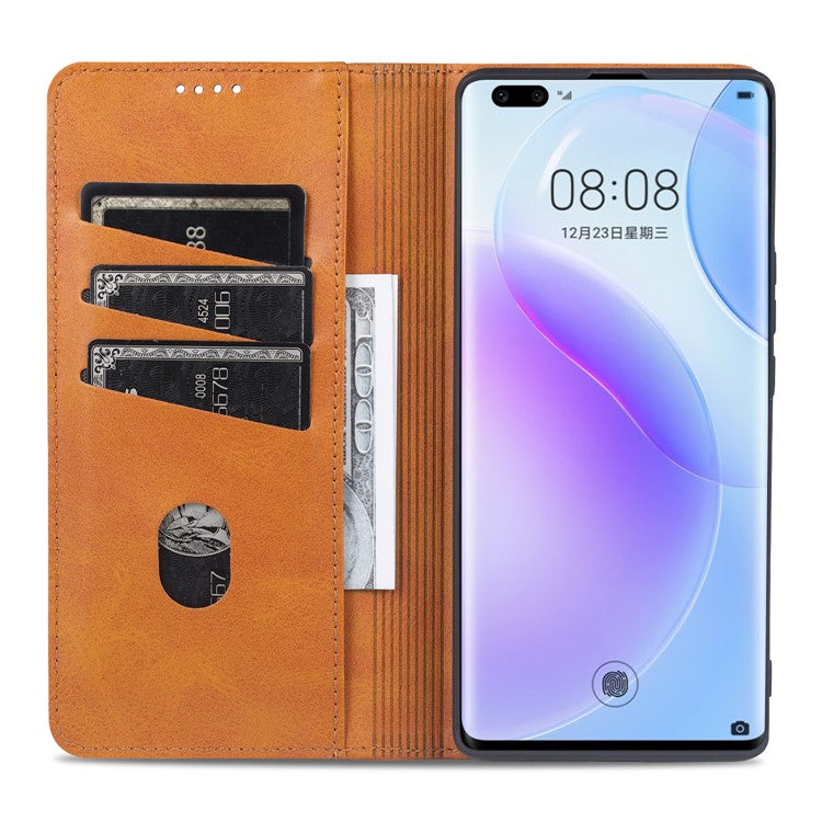 AZNS Auto-absorbed Magnetic Stand Flip Book Cover Shockproof Protection Case for Honor 50 Pro / Huawei nova 9 Pro - Blue