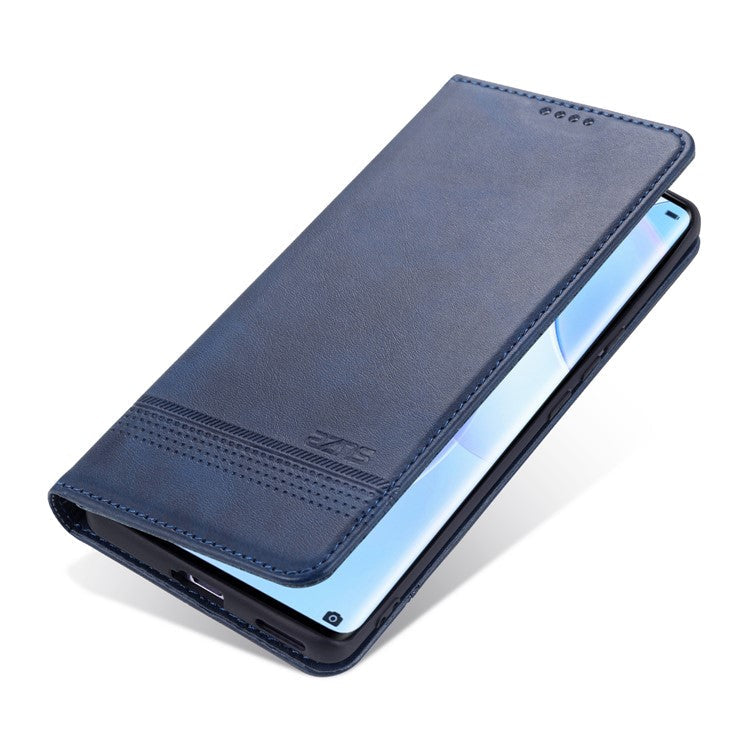 AZNS Auto-absorbed Magnetic Stand Flip Book Cover Shockproof Protection Case for Honor 50 Pro / Huawei nova 9 Pro - Blue