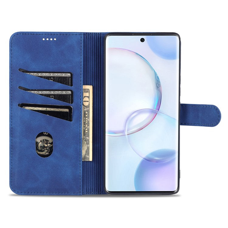 AZNS PU Leather Wallet Stand Protective Phone Cover Case for Honor 50 - Blue