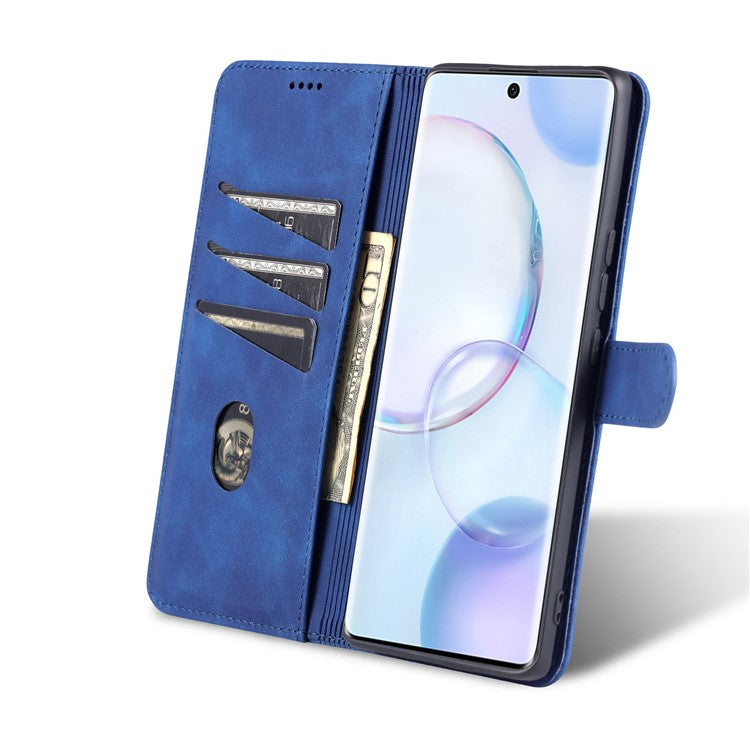 AZNS PU Leather Wallet Stand Protective Phone Cover Case for Honor 50 - Blue