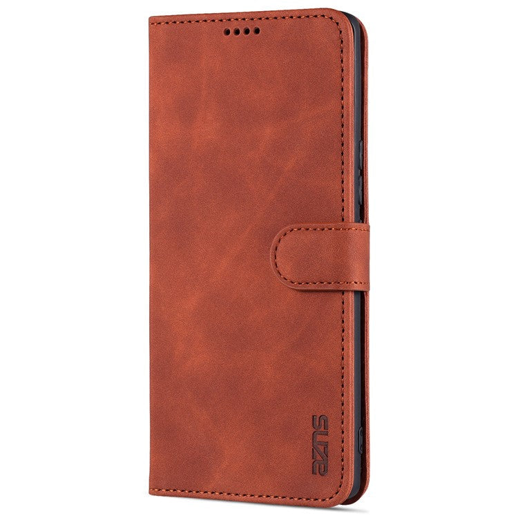 AZNS PU Leather Wallet Stand Protective Phone Cover Case for Honor 50 - Brown