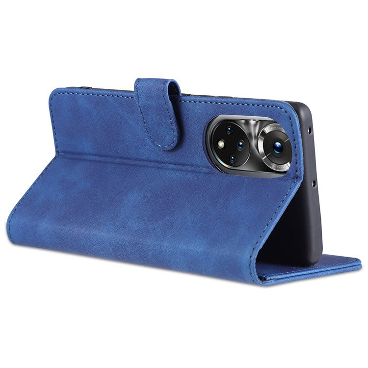 AZNS PU Leather Wallet Stand Protective Phone Cover Case for Honor 50 - Brown
