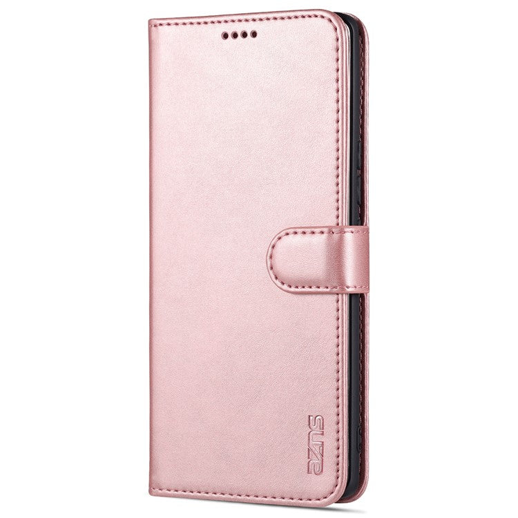 AZNS PU Leather Wallet Stand Protective Phone Cover Case for Honor 50 - Rose Gold