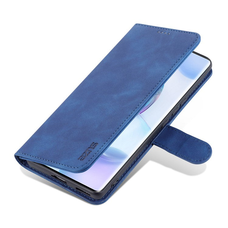 AZNS PU Leather Phone Shell Wallet Case with Stand for Honor 50 Pro / Huawei nova 9 Pro - Blue