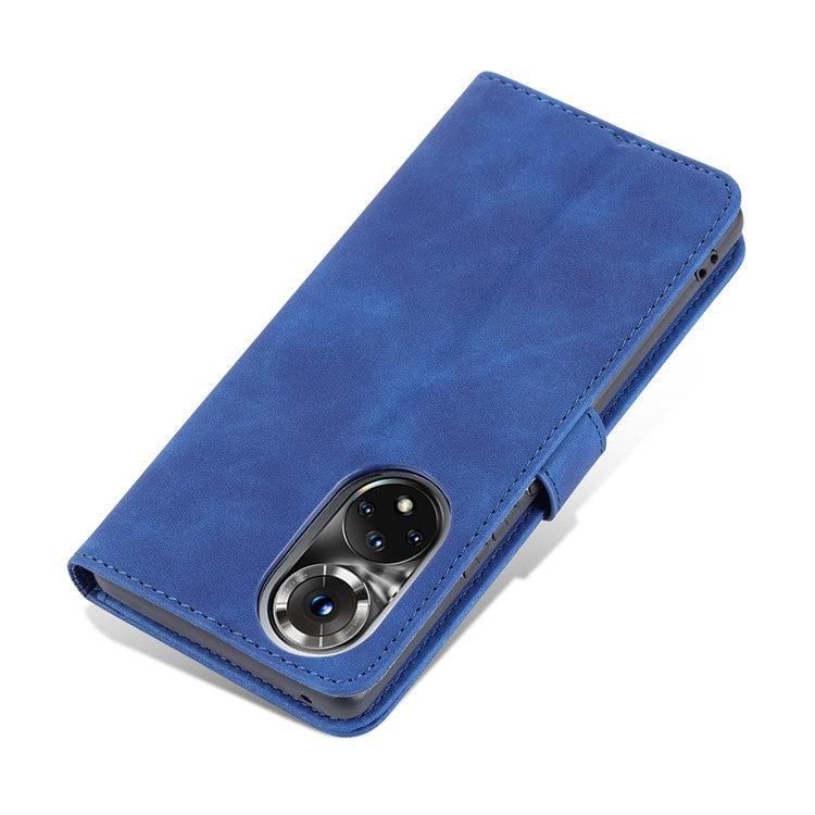 AZNS PU Leather Phone Shell Wallet Case with Stand for Honor 50 Pro / Huawei nova 9 Pro - Blue