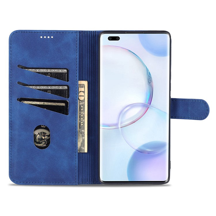 AZNS PU Leather Phone Shell Wallet Case with Stand for Honor 50 Pro / Huawei nova 9 Pro - Red