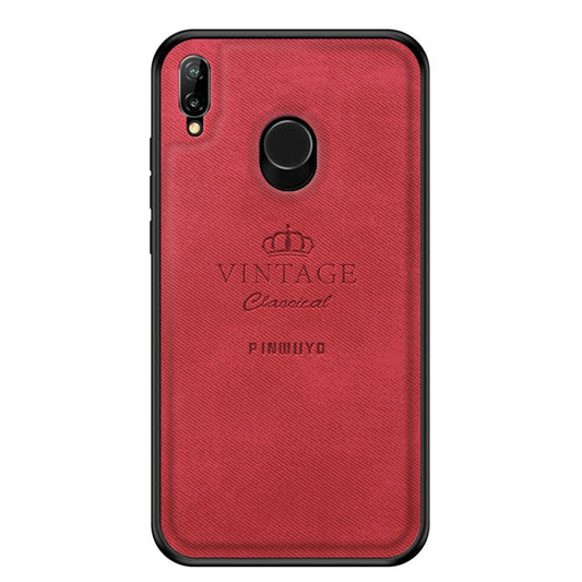 PINWUYO Honorable Series Slim Anti-Drop Protective Leather Coated PC + TPU Combo Case for Huawei P20 Lite (2018)/Nova 3e (China) - Red