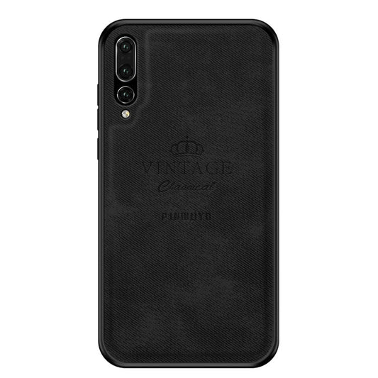 PINWUYO Heavy Duty TPU Edges Hard PC Back with PU Leather Rugged Shockproof Phone Case for Huawei P20 Pro - Black