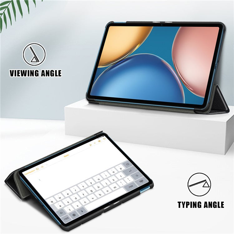 Tri-fold Stand Leather Tablet Cover Case for Honor Tablet V7 - Black
