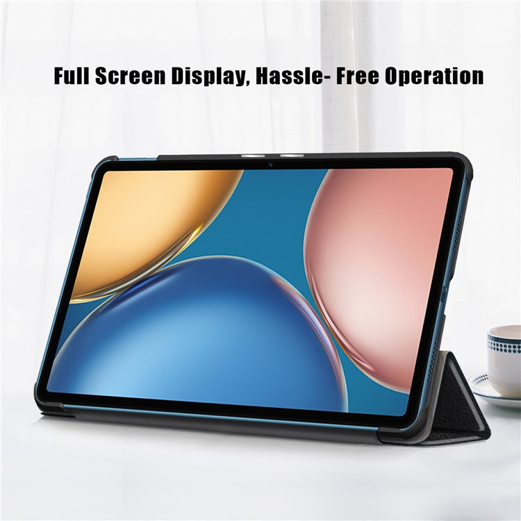 Tri-fold Stand Leather Tablet Cover Case for Honor Tablet V7 - Black