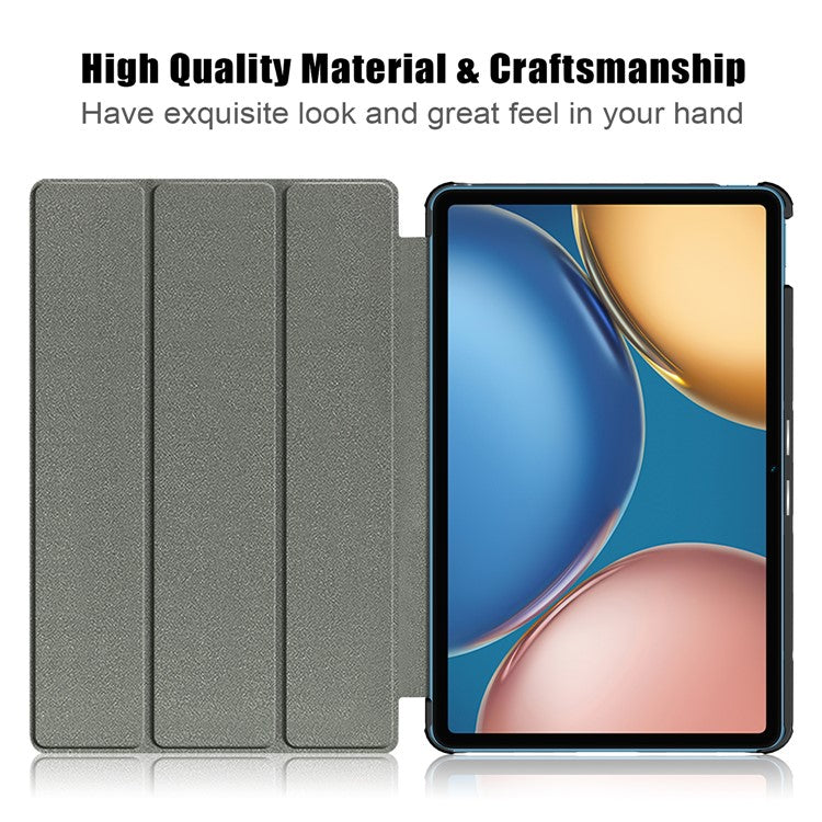 Tri-fold Stand Leather Tablet Cover Case for Honor Tablet V7 - Black
