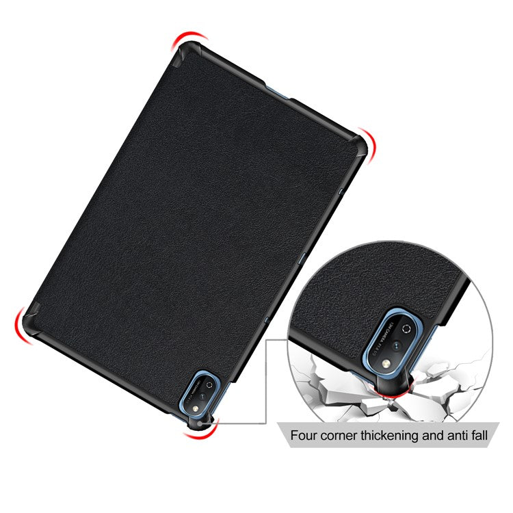 Tri-fold Stand Leather Tablet Cover Case for Honor Tablet V7 - Black