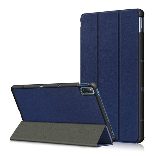 Tri-fold Stand Leather Tablet Cover Case for Honor Tablet V7 - Blue