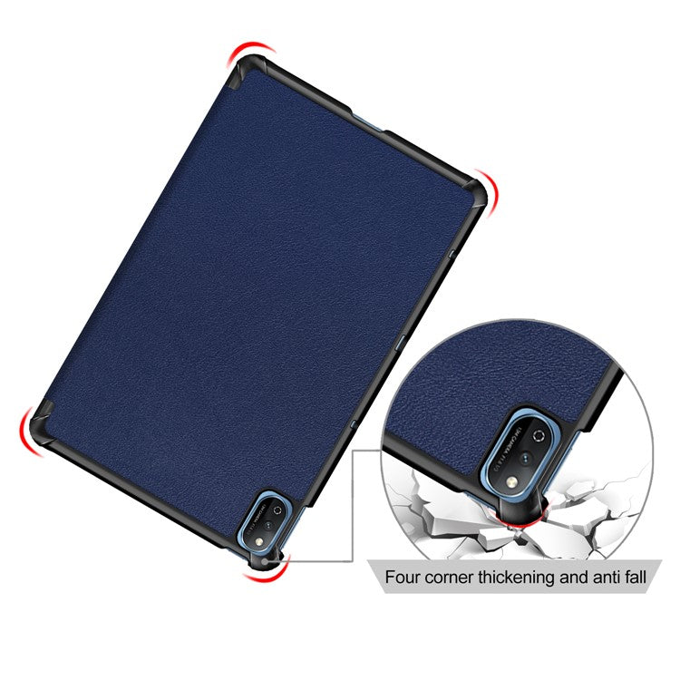Tri-fold Stand Leather Tablet Cover Case for Honor Tablet V7 - Blue