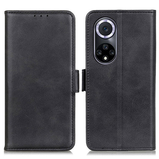 Shockproof Flip Cover Magnetic Closure Leather Wallet Stand Case for Honor 50 - Black