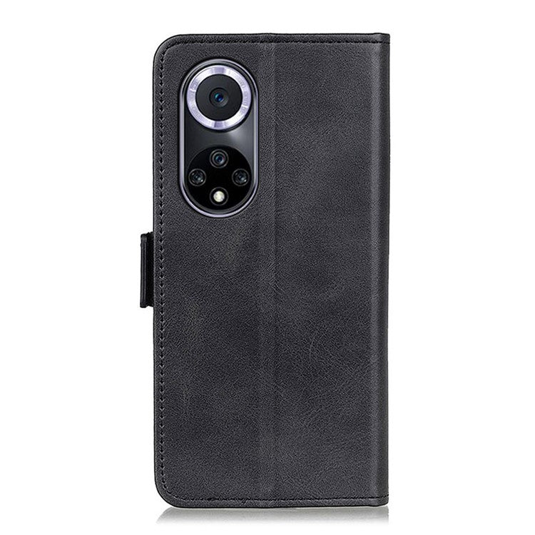 Shockproof Flip Cover Magnetic Closure Leather Wallet Stand Case for Honor 50 - Black