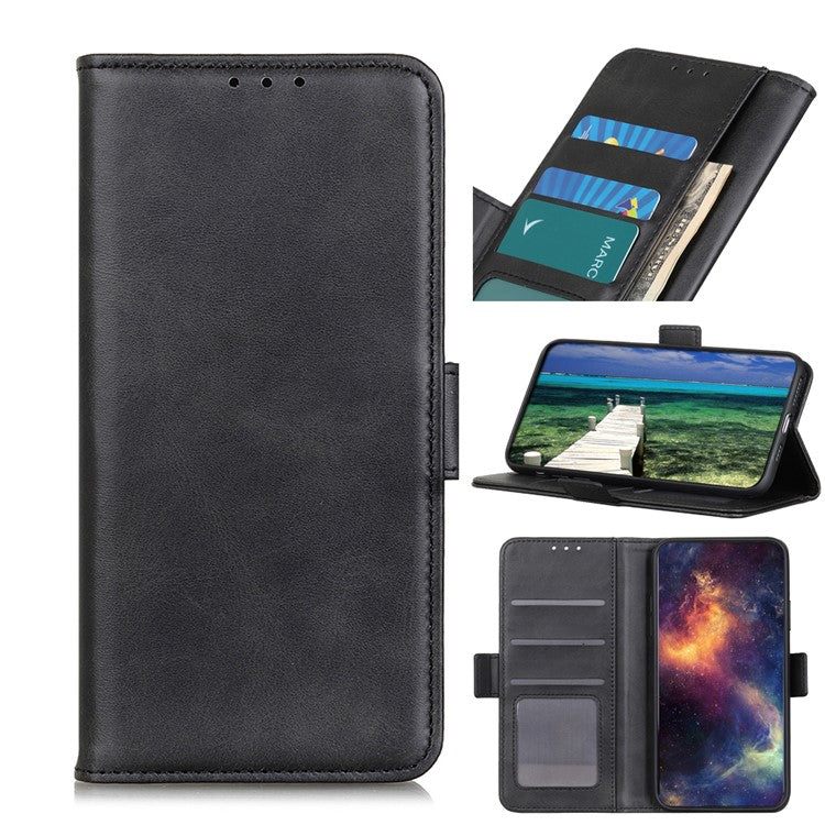 Shockproof Flip Cover Magnetic Closure Leather Wallet Stand Case for Honor 50 - Black