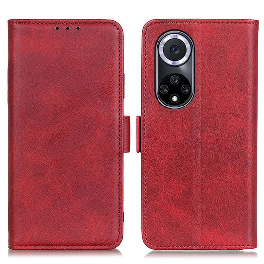 Shockproof Flip Cover Magnetic Closure Leather Wallet Stand Case for Honor 50 - Red