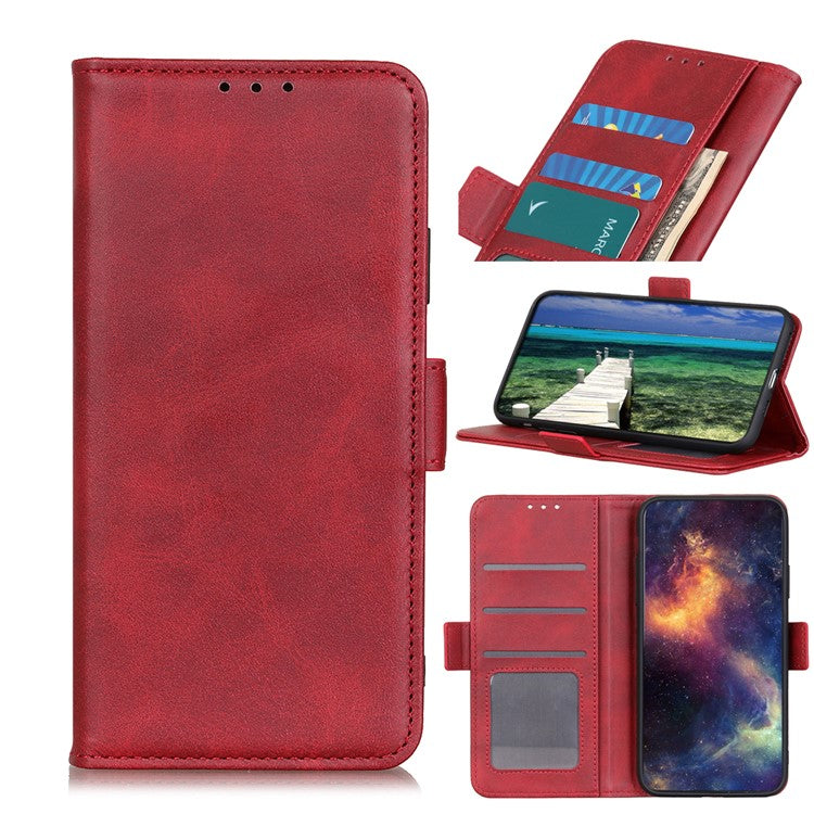 Shockproof Flip Cover Magnetic Closure Leather Wallet Stand Case for Honor 50 - Red